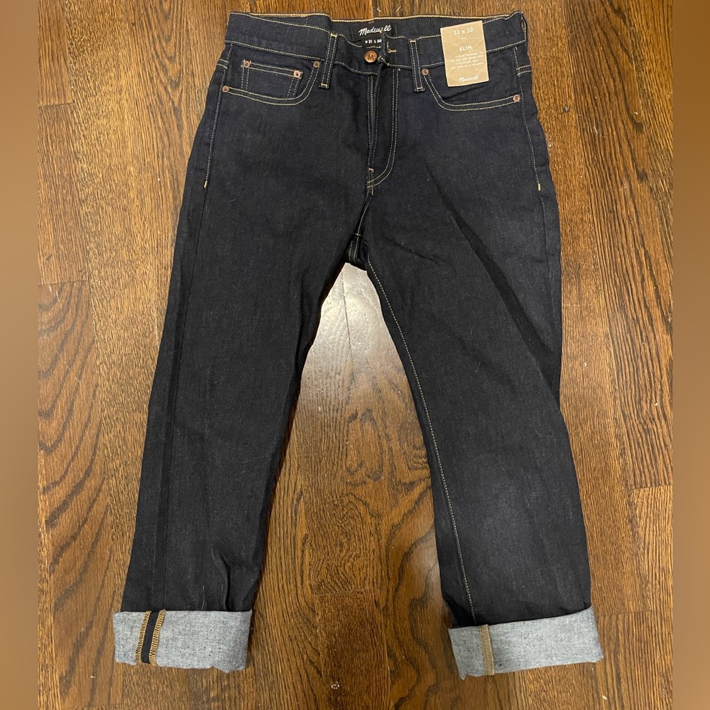 Madewell men’s dark wash rinse slim fit jeans